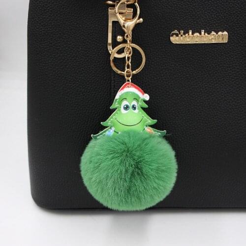 New Year Christmas Christmas Tree Fur Ball Bag Pendant Accessories Wholesale Cartoon Christmas Tree Green Plush Ornaments