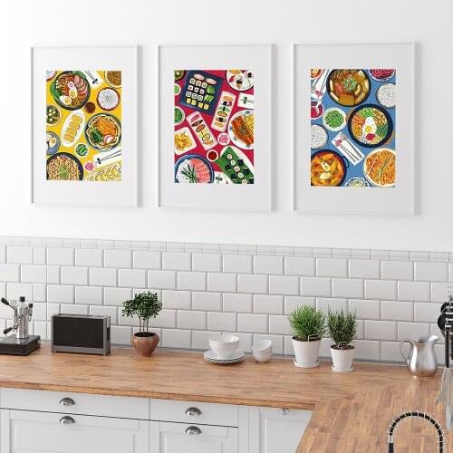 Korean Japanese Sushi Poster Modern Kitchen Dining Room Wall Art Home Decor Painting Food Cuisine Canvas Prints Pictures