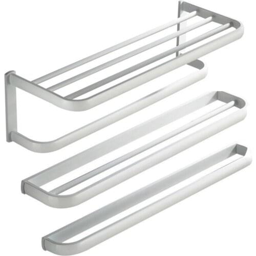 White Bathroom Shelf Brass Wall Mounted Single Towels Bar Fashion Double Towel Rail Wall Mount Bath Shower Storage Towel Holder