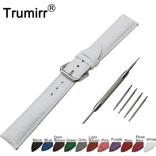 18mm 19mm 20mm 21mm 22mm 24mm Croco Genuine Leather Watch Band Universal Watchband Stainless Steel Buckle Strap Wrist Bracelet