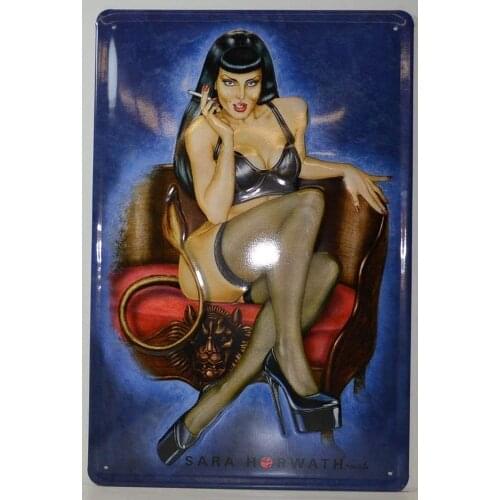 Sara Horwath Cigar Tin Sign Sexy Pin Up Decor Decorative Metal Wall Signs Hall Garage Poster TIN Sign 7.8X11.8 INCH