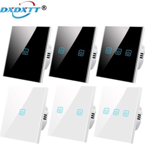Touch Switch Interruptor EU Standard 220 V Tempered Crystal Glass Panel 1/2/3 Gang 1 Way Wall Lamp Light Sensor Switches on Off