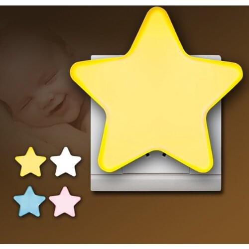Mini Cute Star LED Night Light EU/US AC110-220V Pulg-in Socket Bedside Wall Lamp Light Sensor Control Children Kids Night Lamp