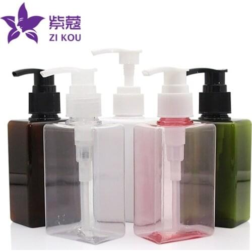High-end 5pcs free shipping 150ml square shape PETG bottle with cosmetics hand lotion pump shampoo lotion pump emulsion bottle