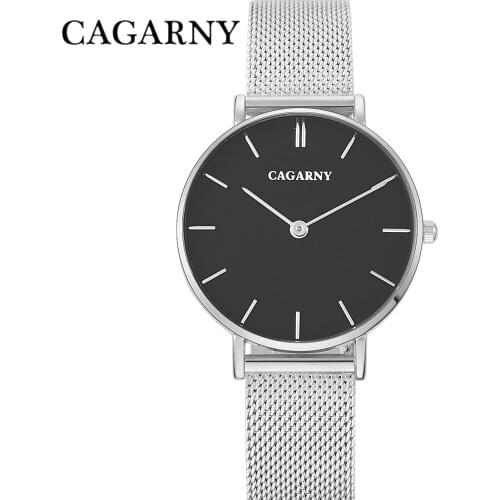 CAGARNY Women Watches Ultra Thin Dial Silver Mesh Stainless Steel Fashion Ladies Strap Quartz Hot Sport Wristwatch montre femme