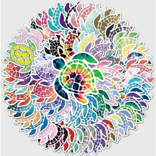 10/50pcs/pack Marine Organism Color Turtle Stickers for Motorcycle Notebook Computer Car Childrens Toys Guitar Refrigerator