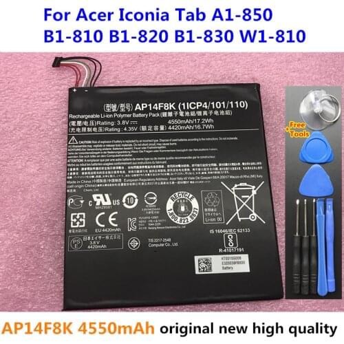 100% New Original Li-ion Polymer Laptop Battery AP14F8K 4550mAh For Acer Iconia Tab A1-850 B1-810 B1-820 B1-830 W1-810 Batteries