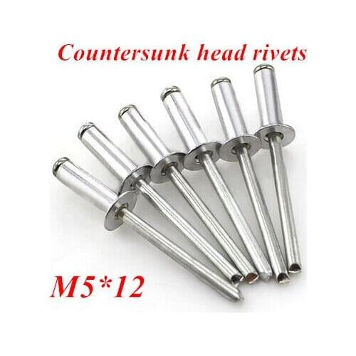 100pcs/lot M5*12 Aluminum Countersunk POP Head Rivet Core Pulling Decoration Rivets