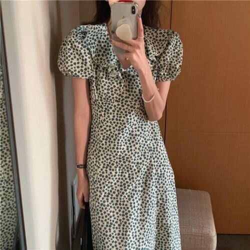 2021 New Flower Print Summer Dress Evening Long Vintage Dresses Oversize Short Sleeve Beach Women Dress Robe Vestido Prom