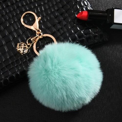 23 Colors Hot Sale Trinket Fluffy Artificial Rabbit Fur Ball Key Chain Pompons Keychain Women Car Bag Key Ring Jewelry EH344