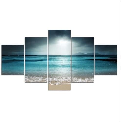 New 5 Piece Canvas Art Picture Modular Sea Painting Modern Pictures on The Wall for The Kitchen Home Wall Art Decoration