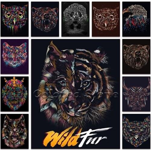 New Diamond painting Animal Owl bear tiger eagle cat wolf 5D DIY Full Square Drill embroidery Cross stitch 3D mosaic Drawing 931
