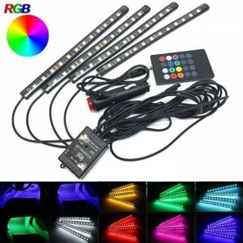 Car Decorative Lamp Foot Six Led Controlled Vehicle In-Lighting 4 PCs Voice Operated Color Changing Feature Accessories Lights