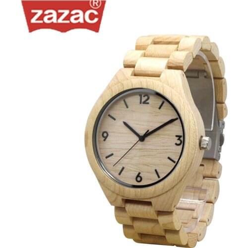 Zazac Mens Gifts Wood Watch Men quartz-watch Japan Movement Bamboo Band Quartz Bamboo Wooden Watches for Male relogio masculino