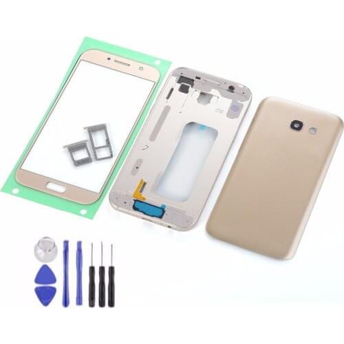 For Samsung Galaxy A5 2017 A520 A520F Housing Battery cover+Metal Middle Frame+LCD Touch Screen Panel Glass+Sim Card Slot+Tools