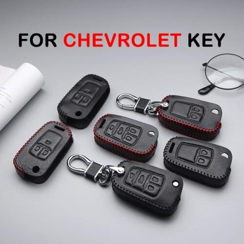 Leather Car Key Case Fob Cover For Chevrolet Cruze Aveo T300 Captiva Onix Sail Malibu Trax Keychain Ring Shell Bag Accessories