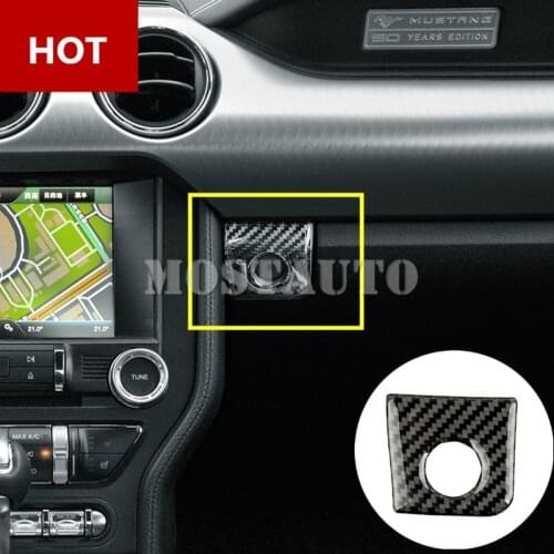 Ford Mustang Carbon Fiber Console Glove Box Button Trim Cover For 2015-2019 1pcs Car Accessories Interior Car Decor Car Trim