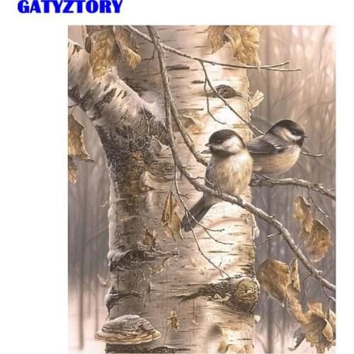 GATYZTORY Frame Autumn Birds DIY Painting By Number Modern Wall Art Handpainted Oil Painting Acrylic Paint On Canvas Artwork