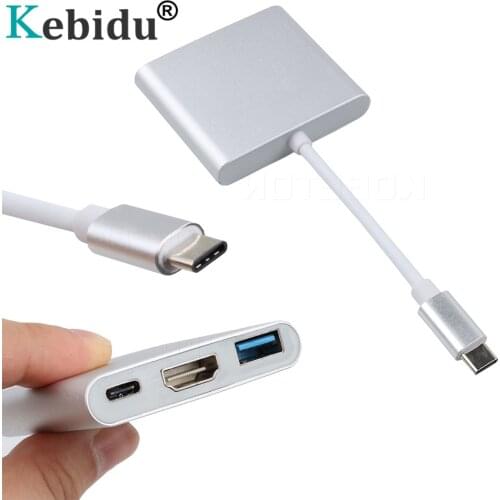 Kebidu Hubs Type C To 4K x 2K HDMI-compatible USB 3.0 Type C Female Charging Converter Cable for Huawei Mate10 Samsung S8 Plus