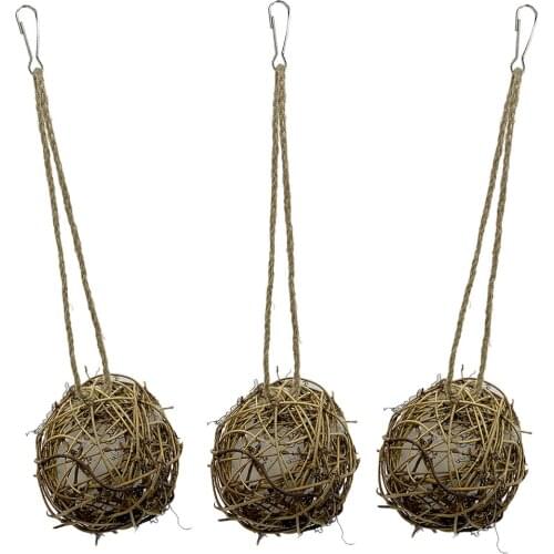 3Pcs Hummingbird Nesters Rattan Balls Cage Pet Bird Nesting Chewing Playing