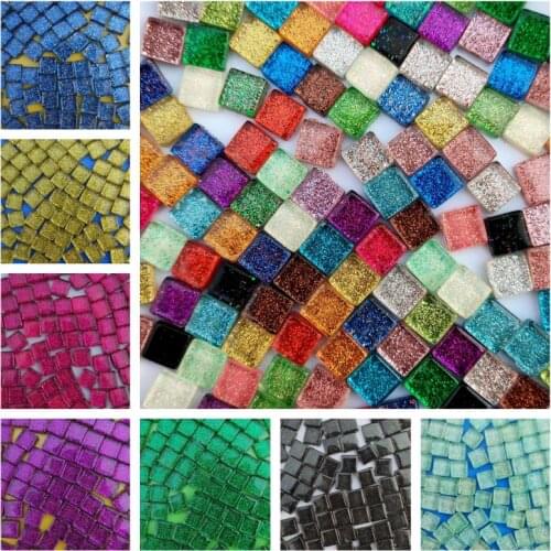 150g flash Color Square Glass Mosaic Tiles10x10mm Mosaic Tile for DIY Wall Crafts Handmade Materials