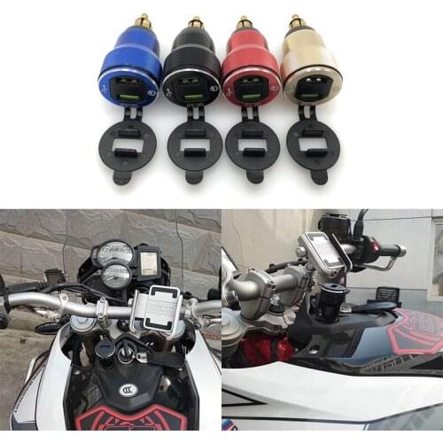 Motorcycle DIN Hella QC3.0 Dual USB Charger Plug Socket Cigarette Lighter Adapter LED Display For BMW R1200GS/RT F800GS R1250GS