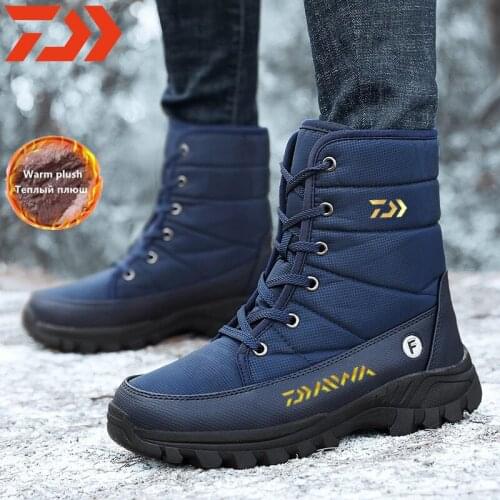 DAIWA Men Boots 2021 Winter Shoes Outdoor Fishing Snow Boots Waterproof Non-slip Thick Fur Winter Boot For Camping Size 36-46