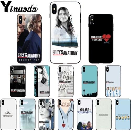 Yinuoda American TV Greys Anatomy Nurse doctor Pattern TPU Soft Phone Case for Apple iPhone 8 7 6 6S Plus X XS MAX 5 5S SE XR