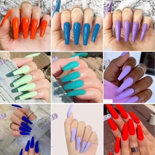 20pcs/bag Full Cover Fake Nail Press on Long Ballerina False Coffin Nails Art Tips solid Color Press on False Nail Manicure Tool