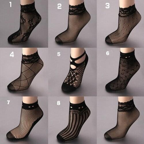 1 Pair Sexy Black Fishnet Socks Women Sexy Lace Short Regular Ankle Sock Girls Ladies Fashion Short Socking New Arrivals