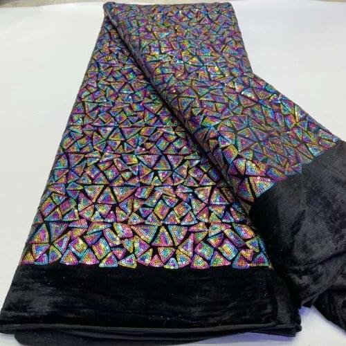Latest Nigerian Velvet Lace Fabric Black 2020 gold High Quality Lace African Lace Fabric For Wedding Dress French Tulle Lace