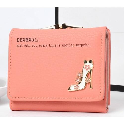 New Cute Pattern Short Leather Wallet For Women 3 Folds Small Purse With Coin Pocket Money Bag Credit Card Holder