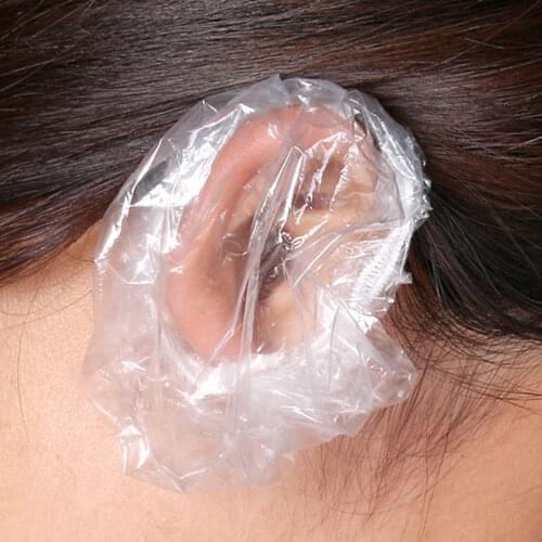 Disposable 100pcs Clear Earmuffs Shower Waterproof Hair Coloring Ear Protector From Water Cover Caps Styling Accessory