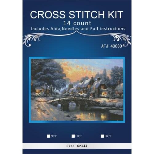 Oneroom Small bridge in the snow Embroidery Needlework Crafts 14CT Unprinted DMC DIY Quality Cross Stitch Kits Handmade