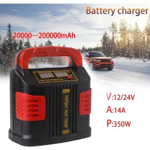 OOTDTY 350W 14A AUTO Plus Adjust LCD Battery Charger 12V-24V Car Jump Starter Portable