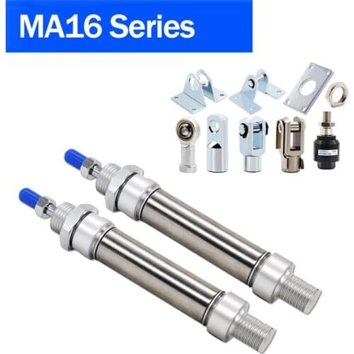 Free shipping Pneumatic Stainless Air Cylinder 16MM Bore Double Action Mini Round Cylinders MA16x100-CA-S MA16x50-CA-S ect