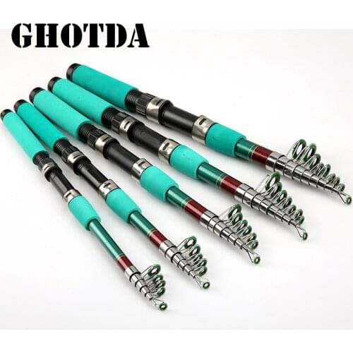 GHOTDA Portable Telescopic Fishing Rod Mini Fishing Rod FRP Hard Fishing Pole 1.8M 2.1M 2.4M 2.7M 3.0M 3.6M