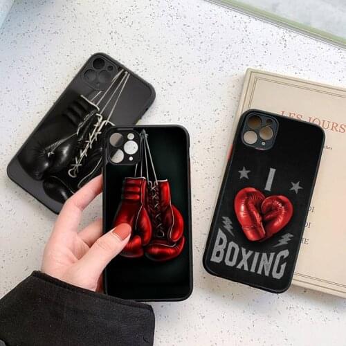 Strong Boxing Gloves Phone Case For iphone 12 11 7 8 plus mini x xs xr pro max matte transparent cover