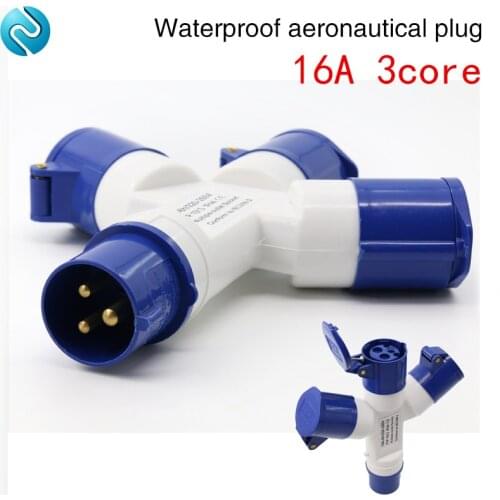 Industrial Waterproof aviation plug connector 3 core 16A blue color multifunction is divided into three plugs explosion-proof