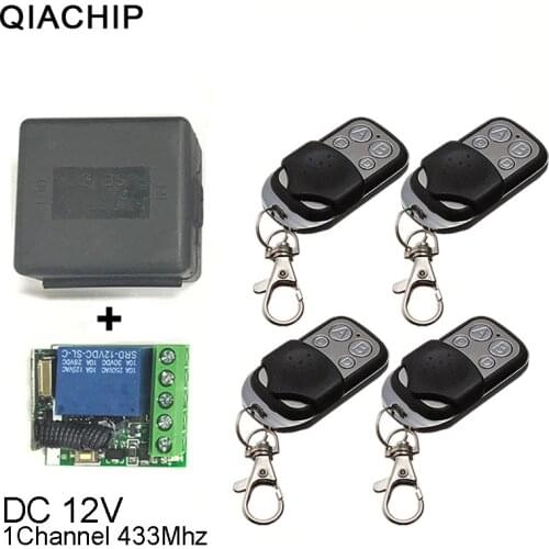QIACHIP 433Mhz Universal Wireless Remote Control Switch DC12V 10A 1CH Receiver Module + 4pcs Transmitter 433 Mhz Remote Controls