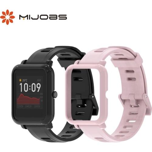 For Amazfit Bip S Strap & Protector Case Silicone Wrist Bracelet Wristbands Protective Bumper Cover for Huami Amazfit Bip 1S