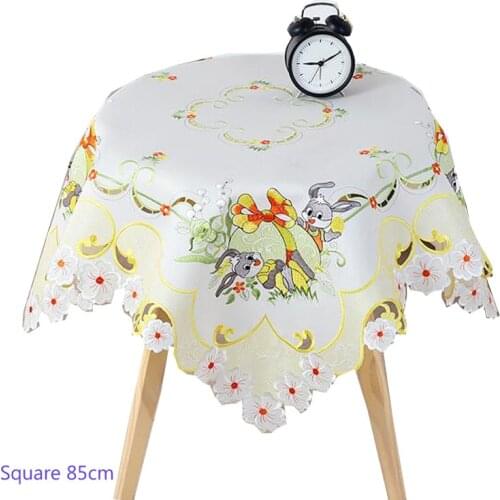 Luxury satin Easter rabbit Lace square 85cm Embroidered table cover cloth towel kitchen tablecloth party decor