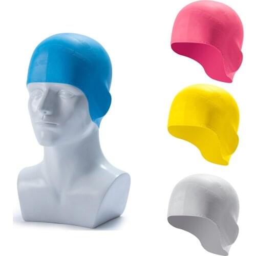 Silicone Swimming Caps Long Hair Adults Waterproof Men Women Swim Pool Hat Ear Protect Large Diving Hat Swim Accessories