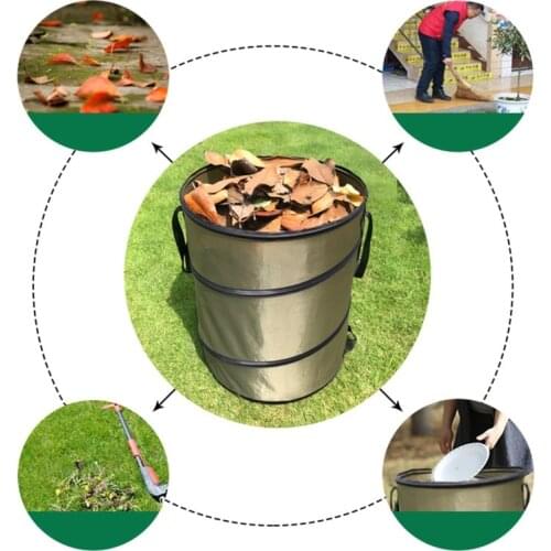 Collapsible Container Leaf Trash Can With Handles 10 Gallon Reusable Portable Waterproof Waste Home Outdoor Yard Gardening Bag