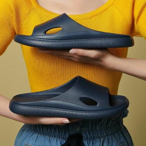 Couple Home Soft Slippers Thick Sole Non-slip EVA Indoor Shoes Flat Slides Men Women Beach Ourdoor Light Flip Flops Plus Size 45
