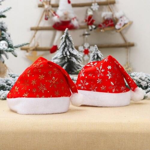 1pc Gold Silver Snowflake 40*29cm Short Plush Adults Christmas Cap Xmas Hat Home Hotel Happy New Year Party Decor Gift