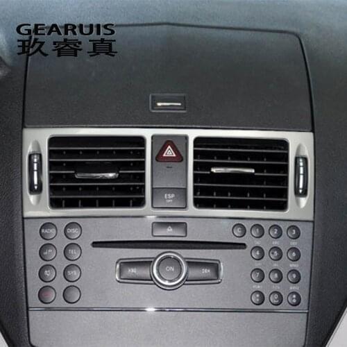 Car Styling Interior Trim Outlet Air Conditioning Central Control Warning Light Panel For Mercedes C Class W204 Stickers Decals