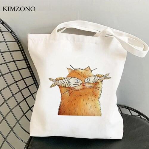 Cats shopping bag cotton eco reusable shopping bolsa bolso bag cloth ecobag sac tissu