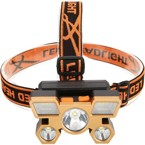 Super Bright 5 Heads Headlight Waterproof Night Fishing Headlamp USB Rechargeable Portable LED Head-Mounted Lamp For Camping