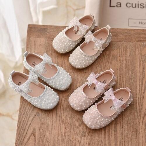 Princess Shoes For Baby Girls Party Dress Autumn Children Shoes Fashion Bow Rhinestone Leather Children Shoe 1 2 3 4 5 6YearsOld